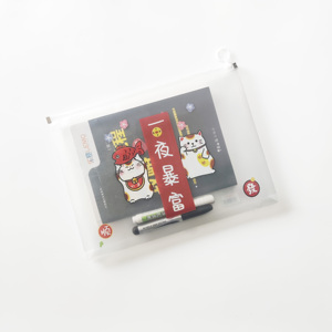 Bolsa organizadora de carpetas de archivos de PP de plástico A4 transparente, funda creativa con cremallera, bolsa multifunción para almacenamiento de oficina y escuela para archivar - Product Image 1