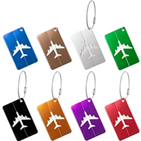 Étiquette de bagage personnalisable vierge en forme d'avion, en aluminium anodisé, pour sac de voyage, étiquette de bagage métallique personnalisée