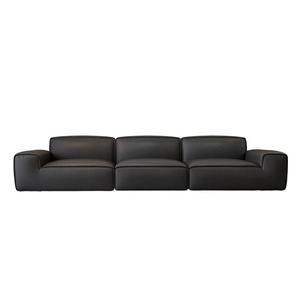 Sofá de Cuero Negro de Diseño Minimalista, Forma Recta, Tapizado con Relleno de Espuma, Muebles para Sala de Estar - Product Image 5