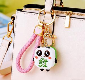 Porte-clés en alliage de zinc et résine, motif Mahjong Panda mignon, pendentif tuile de richesse, porte-bonheur pour <span class=keywords><strong>voiture</strong></span> et accessoire pour sac d'école pour femmes, cadeau en gros - Product Image 5