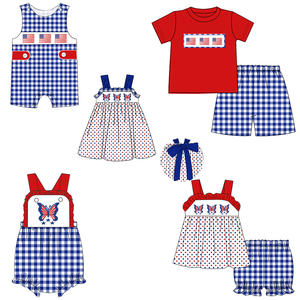 Nuevos Productos: Body de Verano para Bebé Niña, Personalizado OEM, con Bordado del 4 de Julio, Romper de Gingham Adorable para Recién Nacida - Product Image 3
