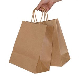 Sacs en papier kraft personnalisés avec logo imprimé, poignées torsadées, sacs en papier pour le shopping, emballages à emporter - Product Image 2