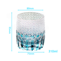 Nouvelle Série de Verres Tumbler en Verre Ambré Soufflé à la Bouche, Coloré, avec Motif Diamant Taillé à la Main, pour Whisky, Vin, Eau, pour Mariage/Fête, 310ml