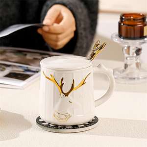 Tasse en porcelaine Elk, luxe léger, design élégant, écologique, cadeau moderne pour boudoir et goûter, capacité 380 ml - Product Image 5