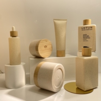 Botol Sedotan Kotak Kosong 250ml dengan Logo Kustom, Pompa Bambu, Botol Sampo Ramah Lingkungan dari Jerami Gandum, Botol Semprot Bambu dari Jerami Gandum
