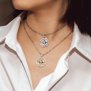 KRKC 18k North Star <strong>Compass</strong> Plated <strong>Chain</strong> Coin <strong>Compass</strong> Pendant Necklace Mens <strong>Compass</strong> Necklace Gold Stainless Steel Link <strong>Chain</strong> - Product Image 6