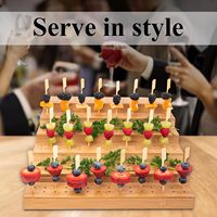 Fournitures de fête de mariage support de nourriture à six niveaux porte-brochette présentoir de nourriture en bambou buffet cocktails traiteur événements à vendre