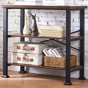 Wholesale 3-Tier Industrial Bookshelf, <b>Rustic</b> Brown Low Small Bookcase with Metal Frame for Living Room Office Bedroom Kitchen - Product Image 1