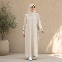 Robe tunique à capuche personnalisée pour femmes musulmanes, hijab intégré, poignets élastiques, coupe ample, maxi, couvrance totale, sur commande 2026