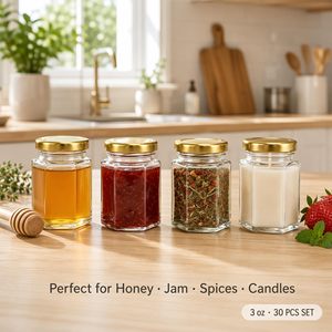 Pot en verre hexagonal de luxe transparent personnalisé avec couvercle pour miel et confiture – Prix usine - Product Image 4