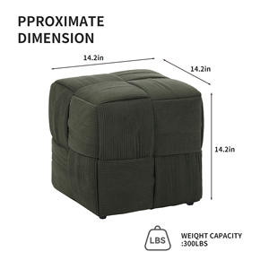 Pouf repose-pieds carré en velours côtelé vert, doux et confortable, pour canapé - Product Image 3