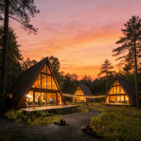 Casa Prefabricada en Forma de A, Kit de 30 m2, Cabaña Ecológica Desmontable, Construcción Rápida, Ensamblaje Rápido para Soluciones de Proyectos y Uso Comercial