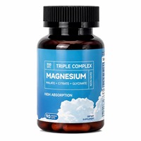 Complément de Magnésium Triple 300mg en Gros, Haute Biodisponibilité, Capsules Végétaliennes, Soutien Apaisant pour les Nerfs et le Sommeil, Personnalisable