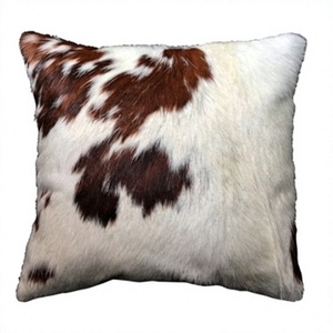 Square cowhide Pillow Cowhide Pattern Brown and White Home Decor - Product Image 1