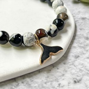 Bracelet en pierre naturelle avec perles de verre colorées, bijoux personnalisés exclusifs pour la guérison émotionnelle, service de personnalisation de carte de produit - Product Image 5