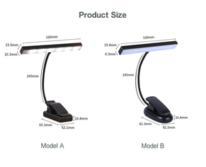 4 couleurs de lumière 12 niveaux de luminosité USB rechargeable Clip on LED Book Lights USB et AAA Battery Operated Music Stand Light - Product Image 4