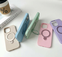 Étui en silicone liquide magnétique pour Samsung Galaxy A57 5G, coque mate douce avec support rotatif en métal