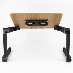 Support d'ordinateur portable de bureau en bois réglable en gros avec double hauteur de ventilateurs et caractéristiques de pliable en aluminium frais et matériau ABS - Product Image 4