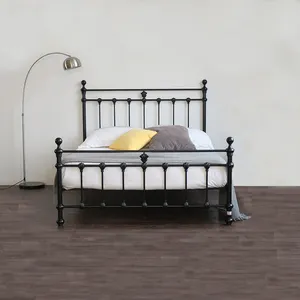 wholesale Black Italian design with frosted texture iron bed single bed frames queen metal bed