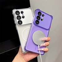Coque de téléphone magnétique translucide givrée Fresh Frosted avec protection d'angle pour Galaxy S26 Ultra - S24, avec couvercle d'objectif détachable