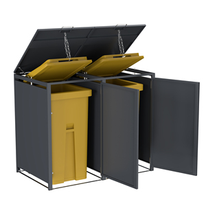 Couvercle de <span class=keywords><strong>poubelle</strong></span> à roulettes durable <span class=keywords><strong>Poubelle</strong></span> de jardin Stockage de déchets Recyclage <span class=keywords><strong>extérieur</strong></span> <span class=keywords><strong>Poubelle</strong></span> extérieure Boîtier de <span class=keywords><strong>poubelle</strong></span> en acier - Product Image 2