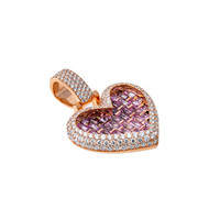 Colliers en argent 925 plaqué or rose avec pendentif en forme de cœur glacé en moissanite rose, bijoux fins personnalisés, cadeau romantique pour petite amie