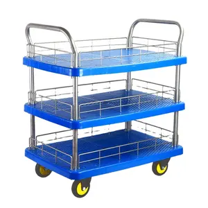 Uholan Chariot pliable TL-300 à trois niveaux pour une variété de besoins Chariot à plate-forme en plastique pour chariot à main Capacité 3