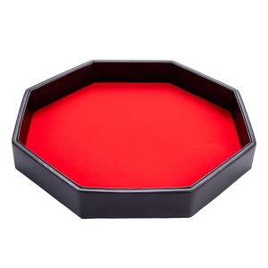 Plateau à dés octaédrique en cuir PU fait main avec pierres précieuses personnalisées noires diversifiées pour jeux de société et jeux de rôle - Product Image 5