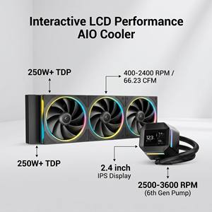 Refroidisseur AIO DeepCool LM360 Noir 360 mm avec écran LCD de 2,4 pouces, TDP de 250 W+, pour LGA1700 et AM5, la pompe est haute définition - Product Image 5