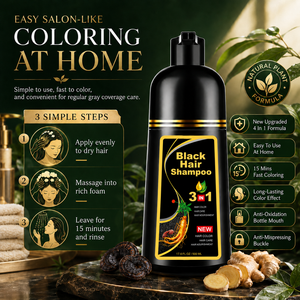 Champú para Cabello Negro 3 en 1, Color Permanente, Extractos Herbales para Todo Tipo de Cabello, Cubre las Canas, 500 ml - Product Image 4