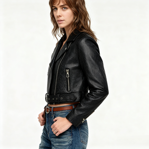 وصول جديد سترة جلدية نسائية عارضة خفيفة الوزن أزياء السيدات معطف سترة - Product Image 2