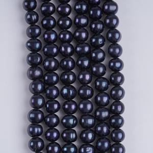 Vente en gros de perles d'eau douce naturelles noires de 9 à 10 mm, perles semi-finies pour collier, pour la fabrication de bijoux faits main - Product Image 5