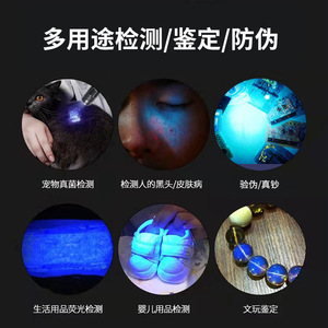 Uv Flashlight Blacklight Aluminum Alloy Body <b>Push</b> <b>Button</b> <b>Switch</b> Dry Battery Powered Industrial Use Brushed Finish - Product Image 4