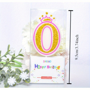 Merri Wish Candeline Numeriche 0-9 per Torta di <span class=keywords><strong>Compleanno</strong></span>, Decorazione per Baby Shower e Battesimo, Corona Glitterata Blu e Rosa - Product Image 2