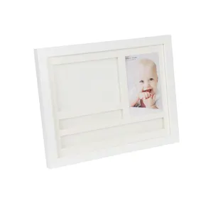 Commercio all'ingrosso bianco cornice in legno foto del bambino Handprint And Footprint Kit con argilla