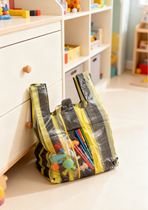 <span class=keywords><strong>Sac</strong></span> fourre-tout en forme de t-shirt imprimé à chaud rayé Hualong en HDPE résistant à l'humidité avec poignée pour les courses, les supermarchés et les affaires - Product Image 5