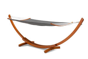 Muebles modernos jardín <span class=keywords><strong>madera</strong></span> resistente verano Multi rayas hamaca doble con soporte - Product Image 2