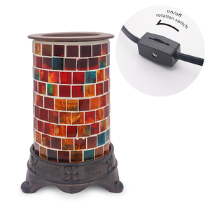 Calentador de Velas Eléctrico de Cerámica y Vidrio con Mosaico Cuadrado de Colores, para Derretir Cera Aromática, Aromaterapia en Interiores, Aceite Aromático, <span class=keywords><strong>Bombilla</strong></span> Halógena - Product Image 4