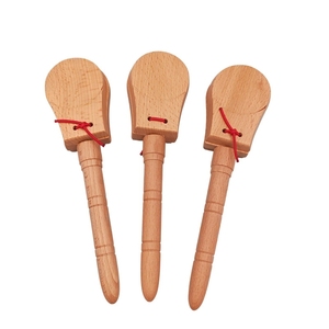 Castagnette en bois de hêtre avec manche, instrument de percussion Orff, claquettes à main pour enfants, jouet musical rythmique - Product Image 1