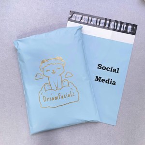 Brand Logo Matte Blue Courier Express <b>Bag</b> Customized Plastic Shipping <b>Bags</b> Poly Mailer <b>Bag</b> with Gold Printed - Product Image 1