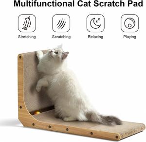 L-Shaped Eco-Friendly Wood Cat Scratcher Board with Detachable Scraper Climbing Toy & <b>Scratching</b> <b>Post</b>-Pet Furniture Supplies - Product Image 2