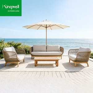 Divano Lounge <span class=keywords><strong>per</strong></span> 4 Persone in <span class=keywords><strong>Legno</strong></span> di Teak, Arredamento da Esterno Moderno e Resistente <span class=keywords><strong>per</strong></span> Balcone, <span class=keywords><strong>Giardino</strong></span>, Hotel, Prodotto dalla Fabbrica di Foshan - Product Image 1