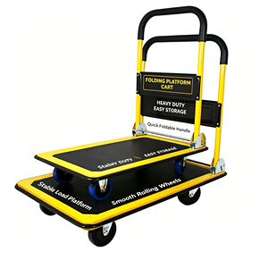 Carrello Industriale in Acciaio <span class=keywords><strong>a</strong></span> Quattro <span class=keywords><strong>Ruote</strong></span>, Pieghevole e Portatile <span class=keywords><strong>per</strong></span> Movimentazione Merci in Magazzini e Fabbriche - Product Image 2