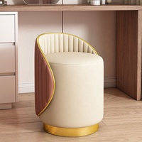 Tabourets dorés de luxe nordiques en cuir, tabourets de maquillage ronds modernes pour la maison, marchepieds, meubles de salon, chaises en métal, tabourets, poufs