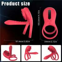 Anillo Vibrador de Pene de Silicona Recargable con Control Remoto Rose, 10 Modos, Retrasa la Eyaculación Masculina, Cinturón de Castidad Masculino, Erección