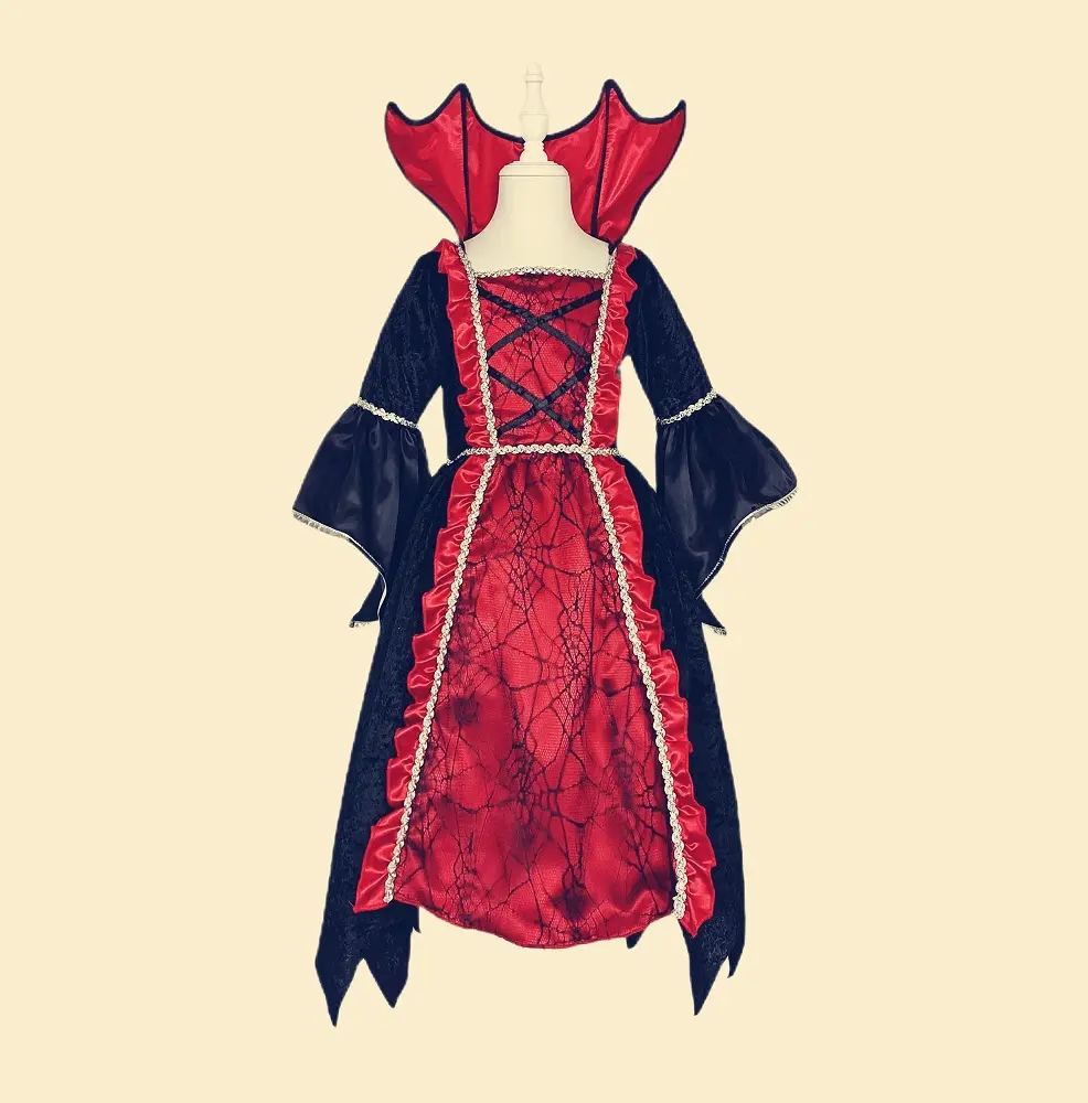 Estilo caliente Cosplay disfraz de vampiro para niños niña moderno gótico niños vampiro princesa de la oscuridad vestido ropa de Halloween