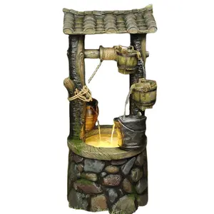 stone Rock Well Fountain with LED Accent Lighting water well decoration