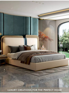 Juego de Muebles de Dormitorio con Cabecera Alta Tapizada en Cuero, Estilo Moderno, Cama King Size de Lujo Italiana <span class=keywords><strong>2023</strong></span> - Product Image 2