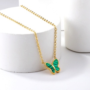Ason Wholesale Custom Trendy Multiple Colors Butterfly <b>Necklace</b> Thin Chain Colorful Shell Pendant <b>Necklace</b> Jewelry for Women - Product Image 1