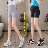 Short de maternité d'été léger, respirant, anti-transparence, taille haute, avec soutien abdominal, style décontracté, coupe trois-quarts, décolleté en V